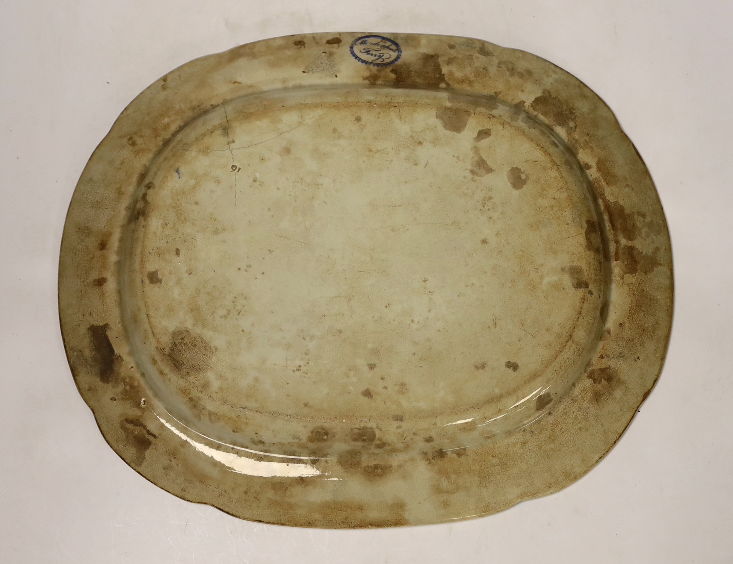 A Davenport meat dish, another and two jugs, largest 53cm
